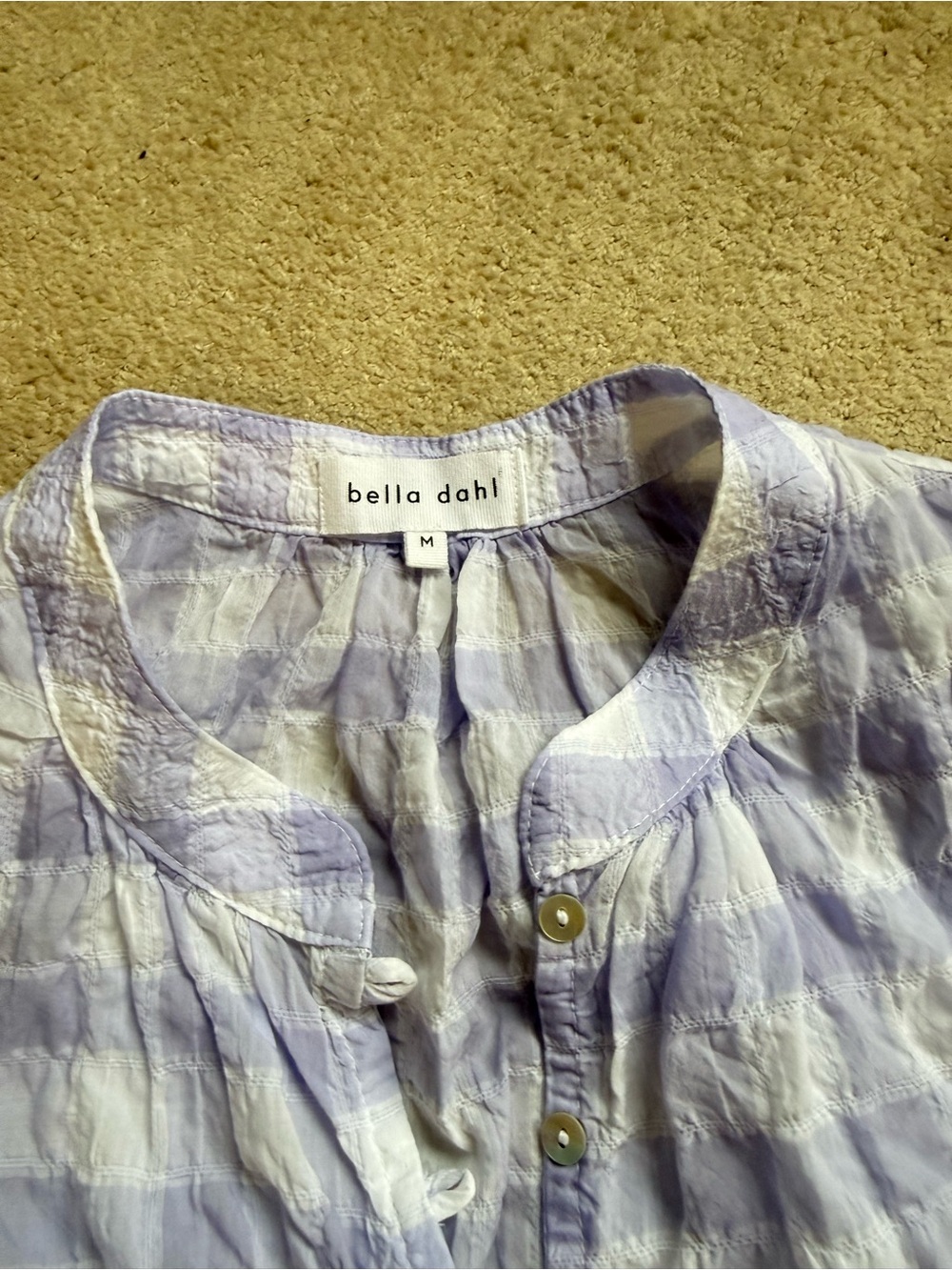 Bella Dahl Lavender & White Check Button-Front Blouse